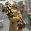 37 po Grande figurine de père Noël de style rétro avec arbre de Noël et panier