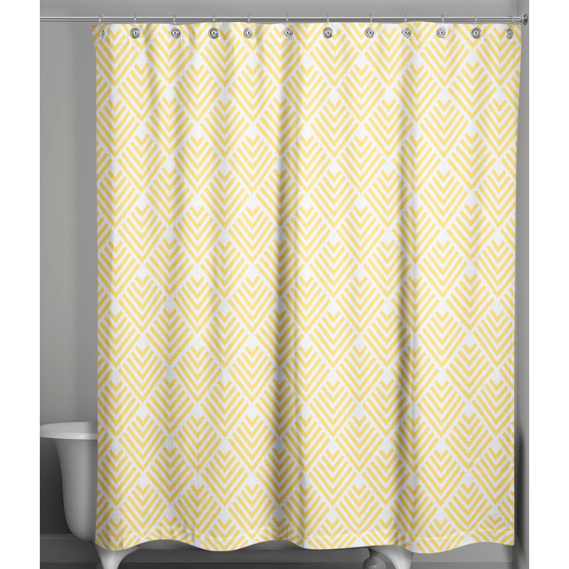 Rideau de douche simple à motif géométrique Tussilage, Jaune