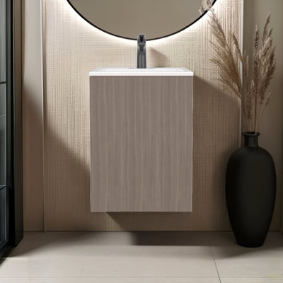 Meuble-lavabo autoportant avec une porte et une tablette ouverte, meuble-lavabo compact et moderne