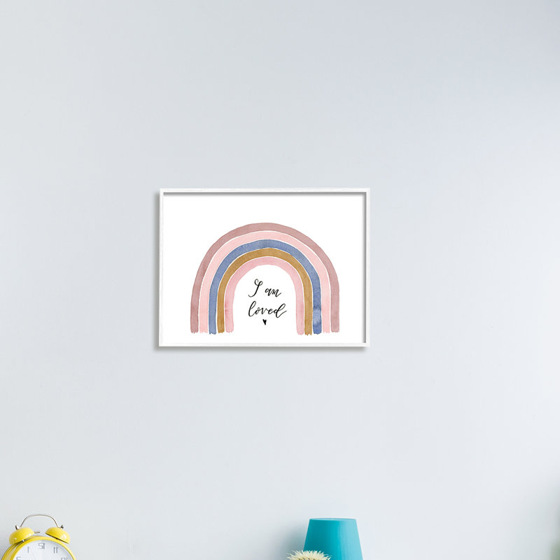 «I'm Am Love Expression Inspirational Children Rainbow» par Lucille Price - impression, Giclée encadrée blanc bord de mer