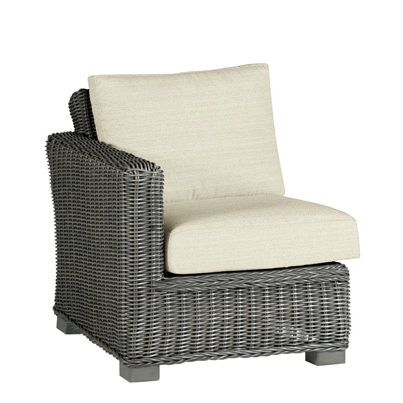 Canapé modulaire rustique tissé à gauche - gris ardoise, Gris ardoise, Welt, Sunbrella® ‑ Arbor Chambray colombe
