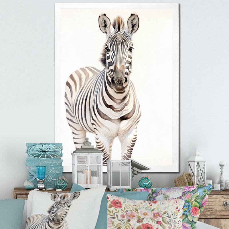 «Zebra Watercolor Zebra This», reproduction encadrée sur toile, Blanc, H 20 po x l 12 po x P 1 po