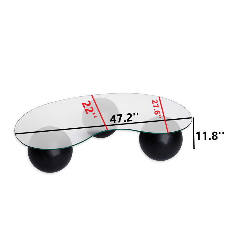 3 Sephere Legs Novelty Tempered Glass Coffee Table