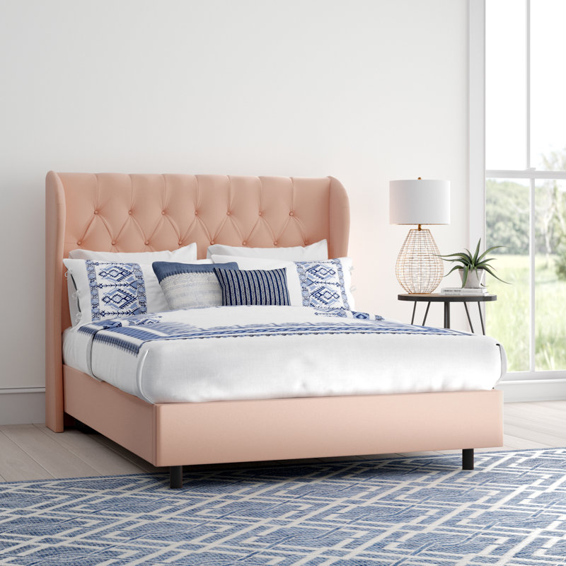 Amaia Upholstered Wingback Bed, Twin