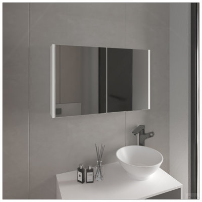 Bouti 19.7" H X 31.5" W Double Door Mirror Medicine Cabinet, Three Interior Shelves For Bathroom, Kitchen White