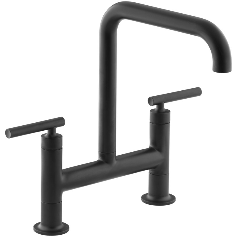 Purist® Two-Hole Deck-Mount Bridge Kitchen Sink Faucet, Matte Black