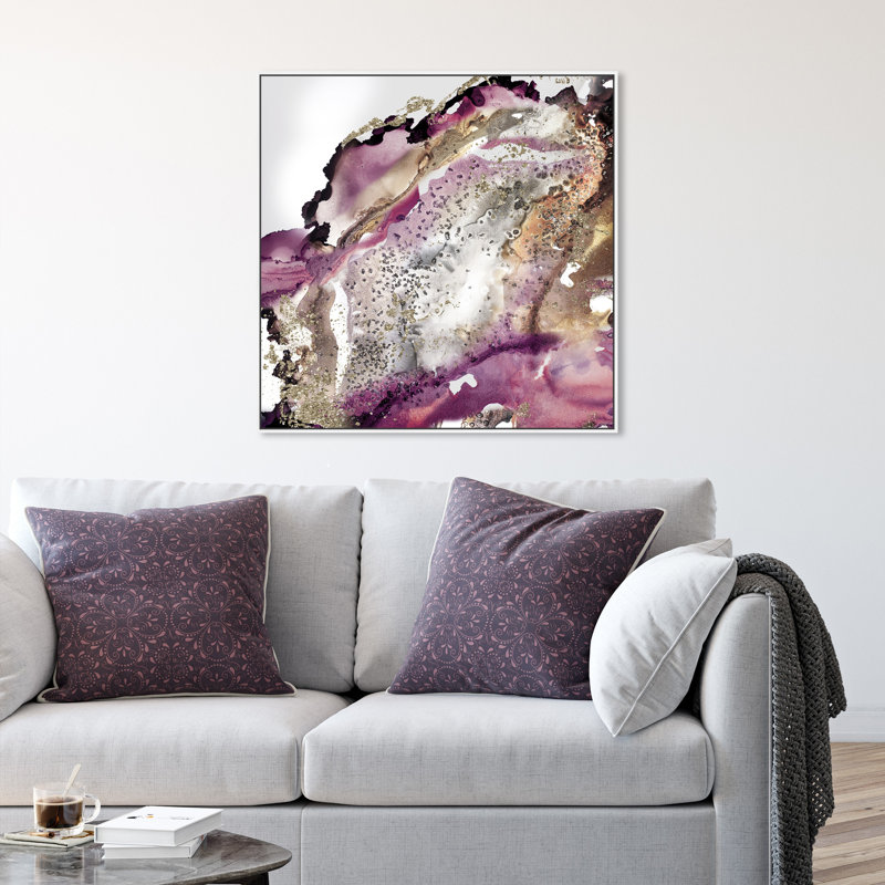 «Abstract Glitter Bang I Dripping», reproduction d'art sur toile, Cadre blanc, H 16 po x l 16 po x P 1,5 po