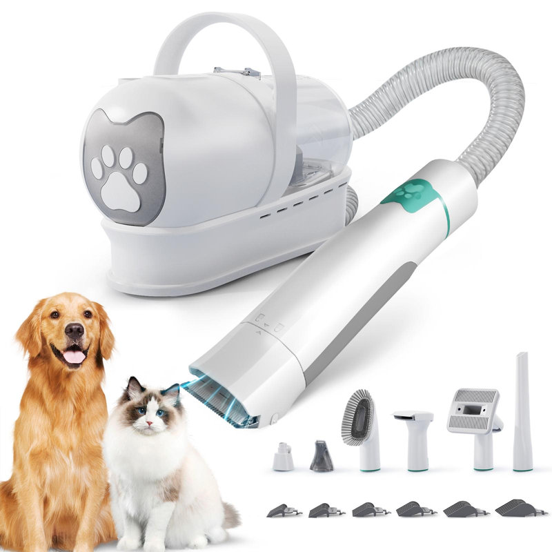 Trousse de toilettage 7 en 1 pour chiens et chats - Aspirateur à poils d'animaux avec tondeuse, brosse de démêlage, lime à ongles et coupe-pattes