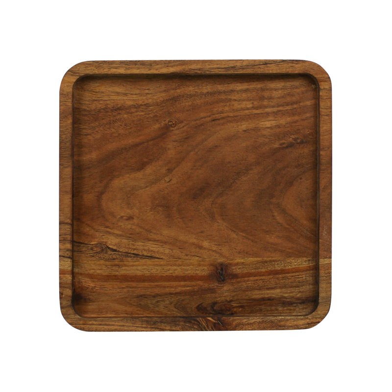 Plateau carré, bois d'acacia - petit, H 1,25 po x l 9 po x P 9 po