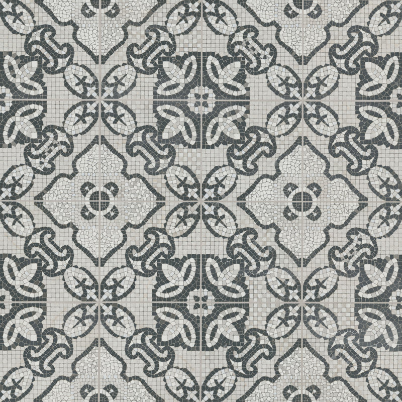 Galleria 8 in. X 8 in. Matte Porcelain Encaustic Floor and Wall Tile, Amalfi Bianco