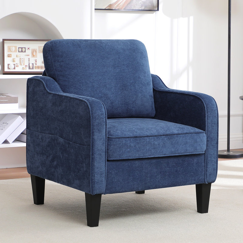 Chaises d'appoint Mid-Century avec coussins amovibles, Bleu