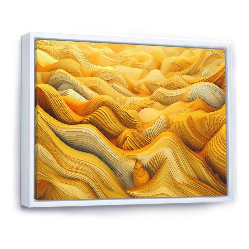 «Golden Harvest Cord Field II» sur toile, Cadre flottant blanc, H 24 po x l 32 po x P 1 po