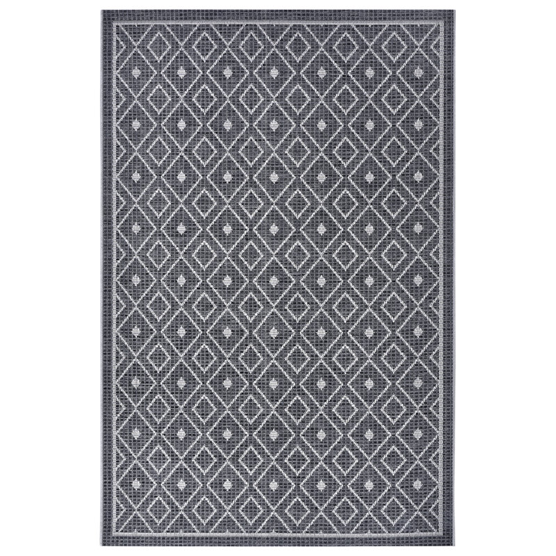 Flatweave Grey/Beige Rug, Rectangle 170 x 115cm