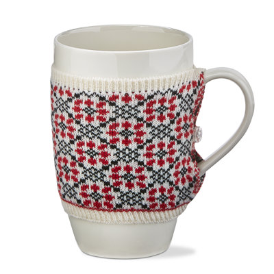Grande tasse en porcelaine à motif d'osier crocheté à motif de croquis, 18,0 oz