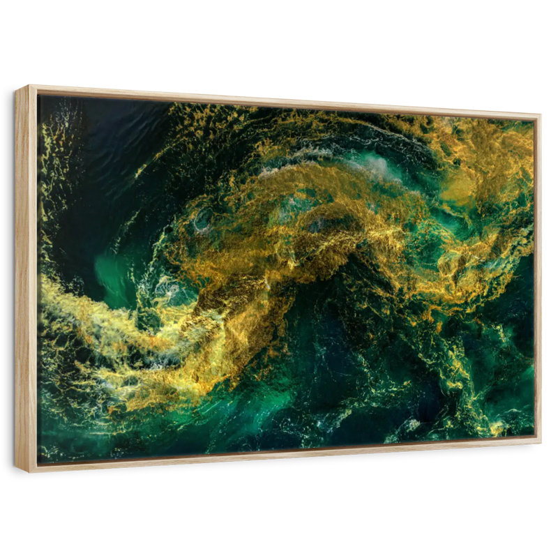 Vagues d'eau, Cadre flottant en bois naturel, 13 po x 9 po