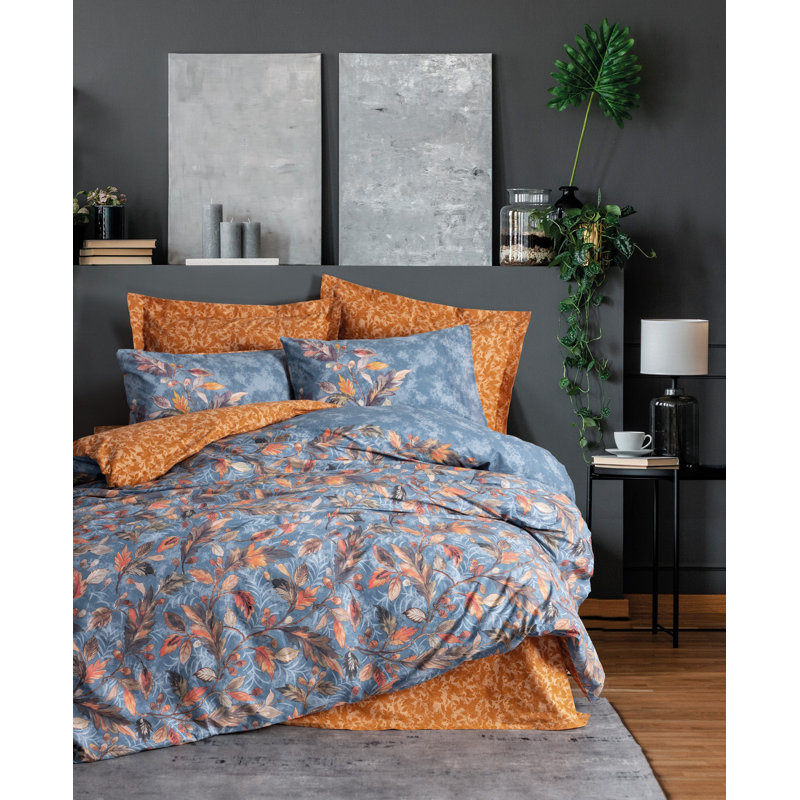 Premium Mustard 100% Cotton Ranforce Double Quilt Cover Set, 78.7 x 78.7 inches | Includes Two 31.5 x 31.5 inch Pillowcases | Pigment Printing, Machine Washable, Button Closure | Soft, Durable, and Stylish Bedding
