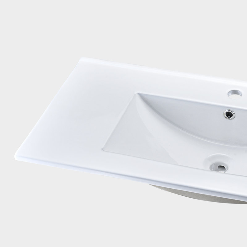 RENIST 32'' Ceramic Rectangular Drop-in Bathroom Sink with Overflow