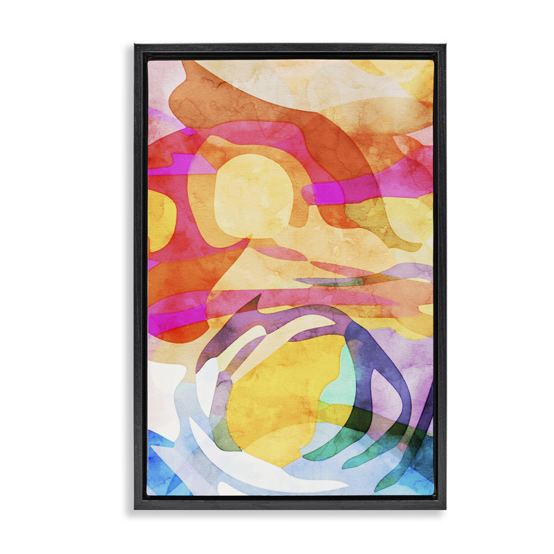  Toile flottante encadrée à formes superposées transparentes par Incado, H 31 po x l 21 po, Cadre flottant noir de jais