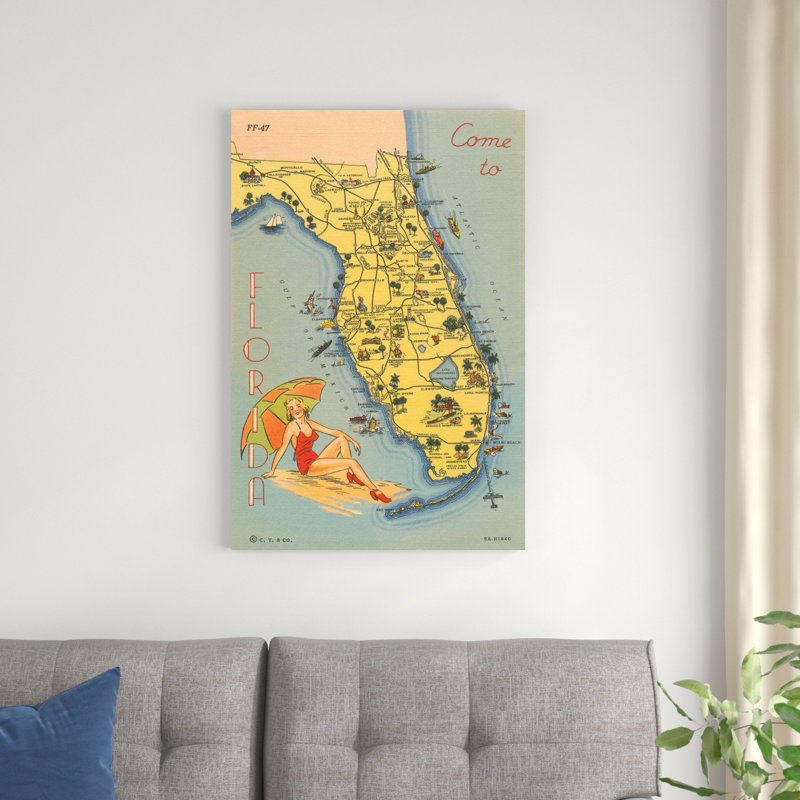 Impression sur toile tendue «Florida Post card VI» par Wild Apple Portfolio, H 36 po x l 24 po