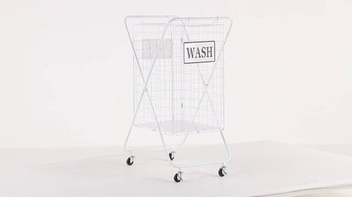 Artesa Verona Collapsible Metal Laundry Cart with Removable Basket & Canvas  Bag, Antique Black