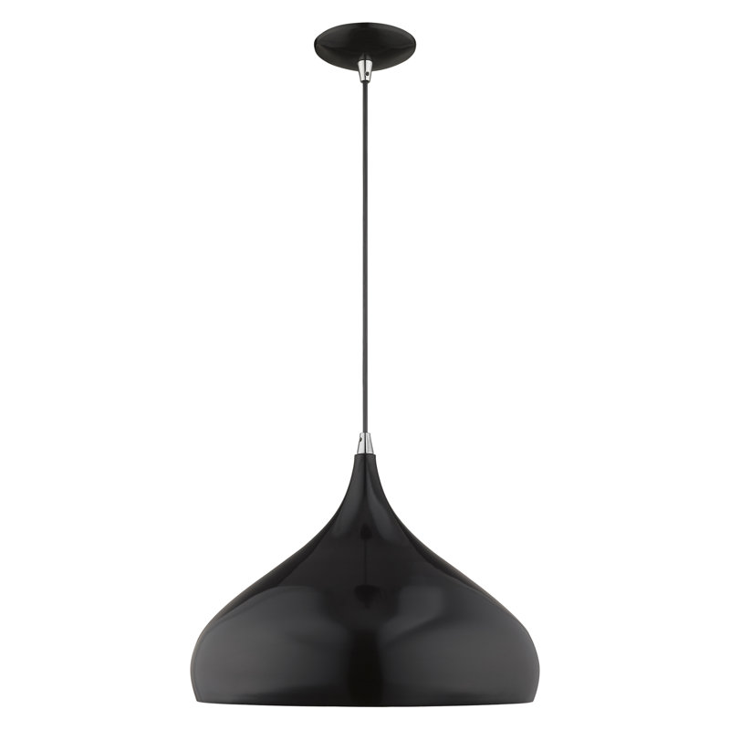 Luminaire suspendu en forme de goutte à 1 lumière Hutchcraft, Noir brillant, H 17 po x l 15,75 po x P 15,75 po