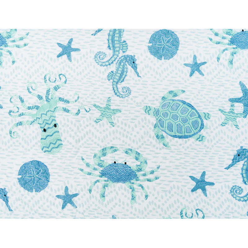 King Blue Reversible Microfiber Coastal Quilt Set