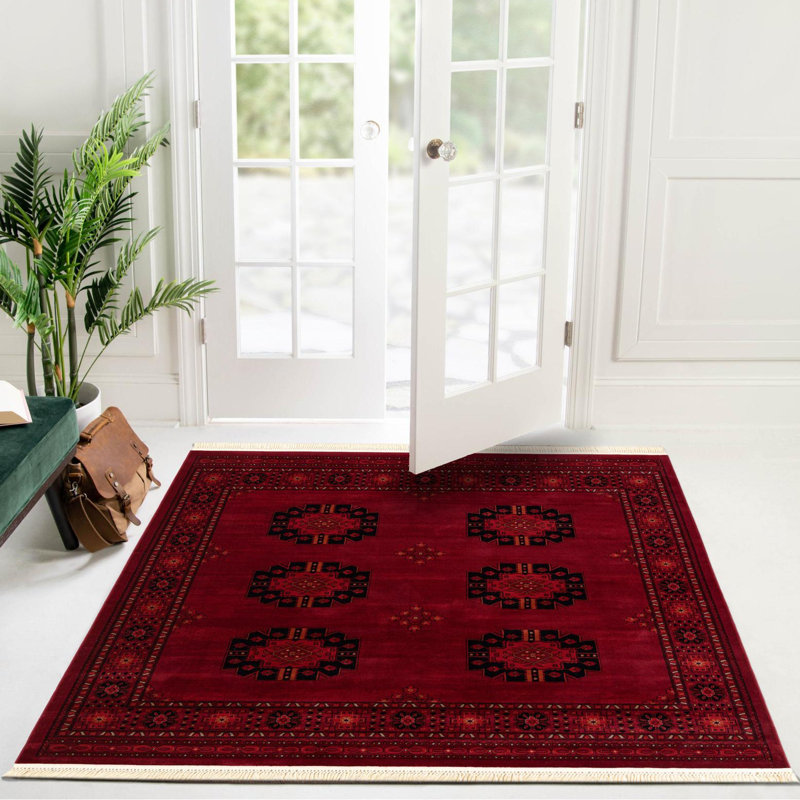 Tapis oriental rouge Amro, Square 5'3"