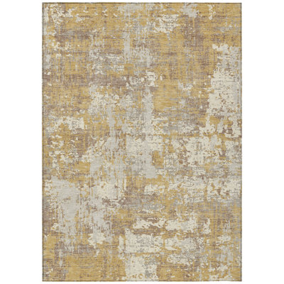 Caelan Gold Washable Indoor-Outdoor Rug - 