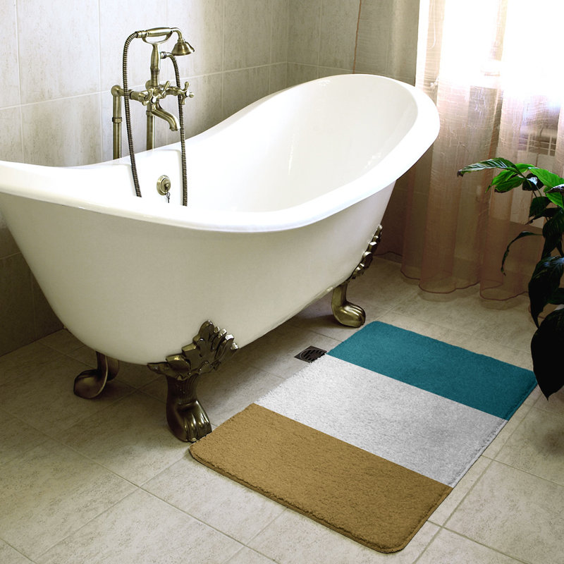 Tapis pour salle de bain Tennessee, l 17 po x L 24 po, Soleil toscan / blanc cassé / bleu océan
