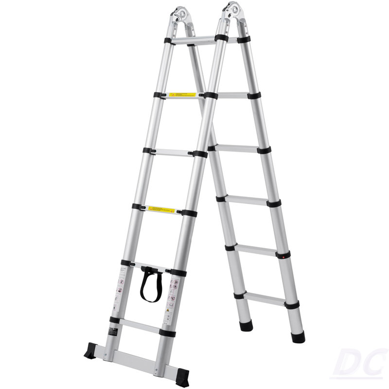 Telescoping Extension Ladder 12.5FT A-Shape W/ Stabilizer Bar For RV