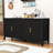 Wooden Sideboard with Shelves, Cabinet and Metal Handles-928302765-905986066