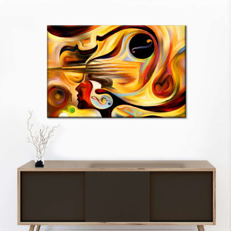 Impression sur toile abstrait expressionniste abstrait, H 24 po x l 36 po x P 1,25 po