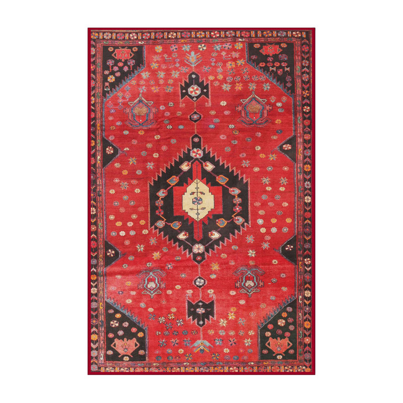 Tapis traditionnel rouge / vert, Rectangle 2 pi x 3 pi