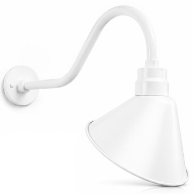 12 po Enseigne lumineuse à col de cygne avec abat-jour en acier galvanisé Long bras d'extension - Applique murale de style campagnard, rétro, style antique - Homologué UL - Ampoule DEL A19 9W 900lm (blanc froid 5000K)