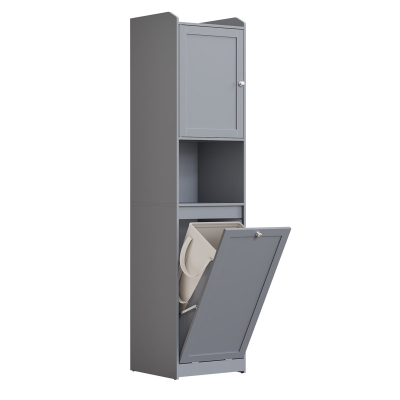 Storage Cabinet With Laundry Basket, Removable Laundry Basket With Handles, Dove Gray