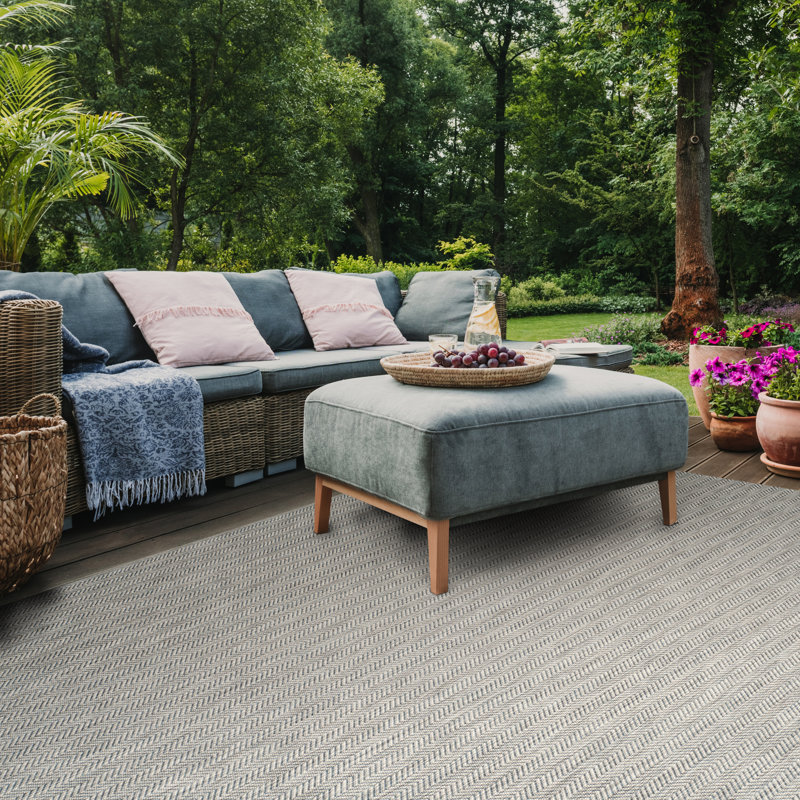 Autianna Grey/Navy Indoor/Outdoor Rug, Rectangle 201 x 290 cm