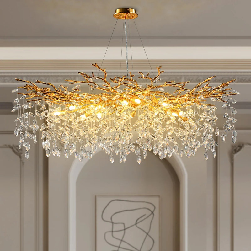 Lustre en cristal Paree Luxury, H 17,7 po x l 47,2 po x P 47,2 po, Doré
