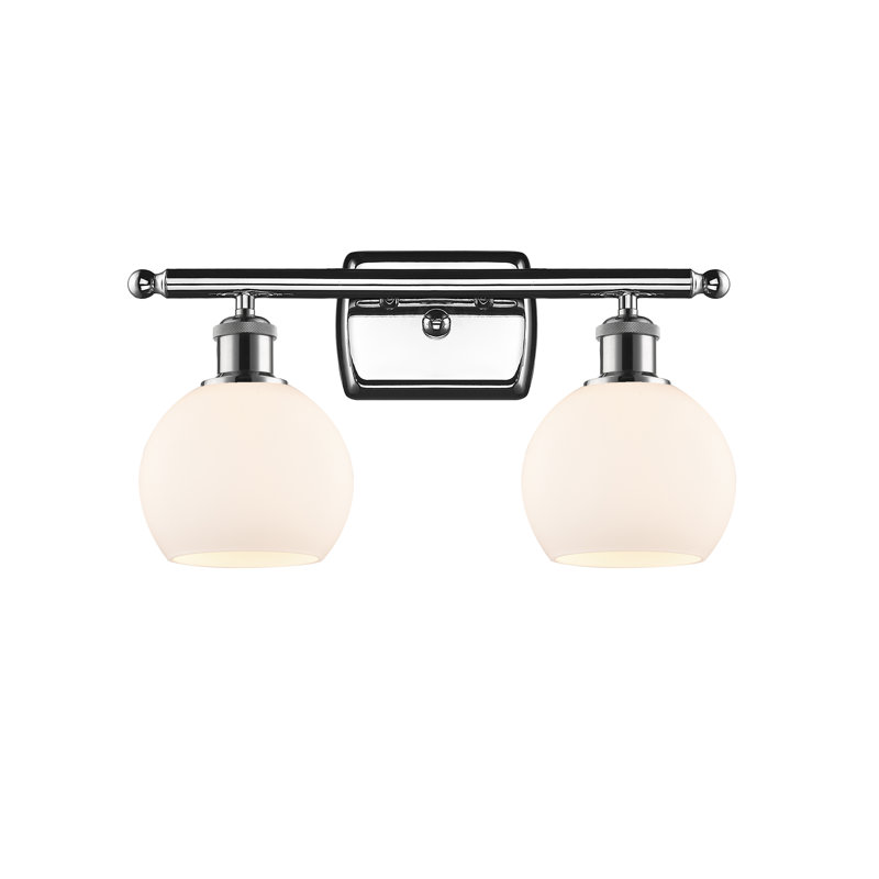Éclairage pour meuble-lavabo en laiton antique à 2 lumières Almatine, Blanc mat, Chrome poli, DEL