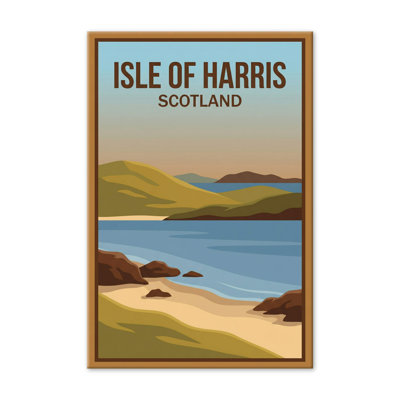 Isle Of Harris, Scotland - Romantic Vintage Travel Poster Of Hebridean Beaches And Hills. Giclee Print On Wrapped Canvas. Wall Art, Home Decor - Natural Landmarks, Scotland - Wrapped Canvas Print