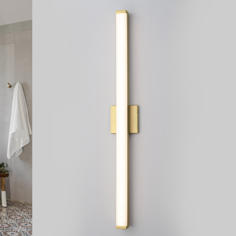 29.75” Brushed Gold Led Vanity Bar Light Indoor Wall Sconce With Acrylic Shade, 29.75" Width , 20 W, Brushed Gold