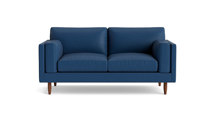 Skinny Fat Leather Sofa (95"), Leather - Deep Blue