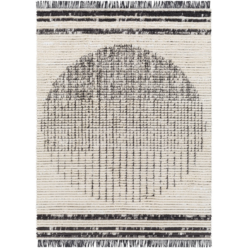 Tapis noir / blanc Irfaan, Tapis de couloir 2 pi 7 po x 7 pi 3 po