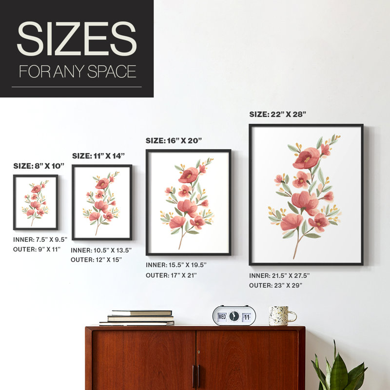 Wildflower Sprig III - reproduction encadrée de qualité supérieure - prête à être accrochée - aucun clou requis - aucun clou requis