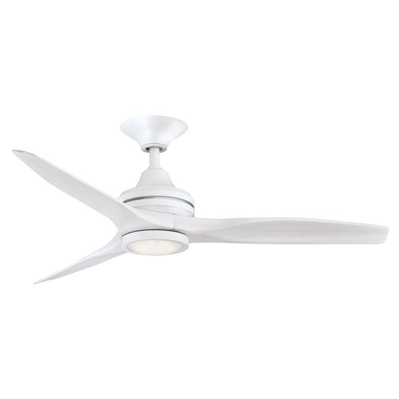 Spitfire 48 inch Indoor/Outdoor Ceiling Fan with LED Light Kit - Matte White with Washed White blades, Matte White