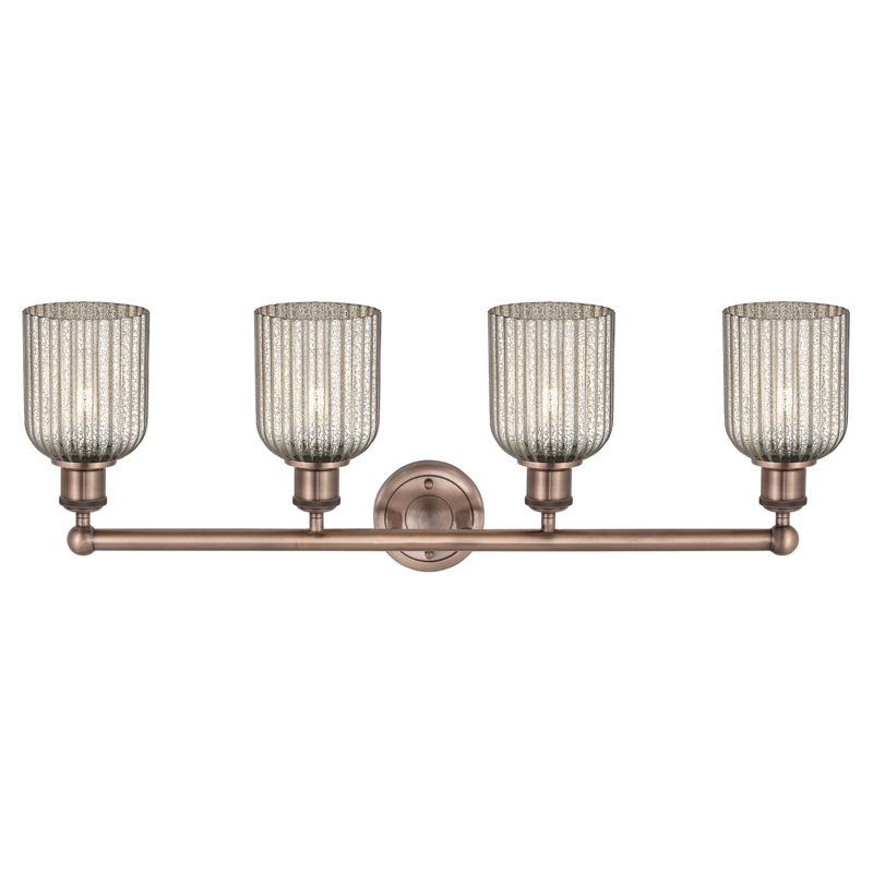 Fiennes 4 - Light Dimmable Vanity Light, Antique Copper, Metallic Gray