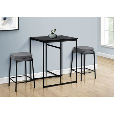 Dining Table, 32" Rectangular, Counter Height, Small, Laminate Top, Kitchen, Black Laminate, Black Metal, Contemporary, Modern