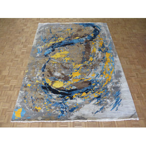 Latitude Run® One-of-a-Kind Ziegler Hand-Knotted Blue/Yellow 9'1