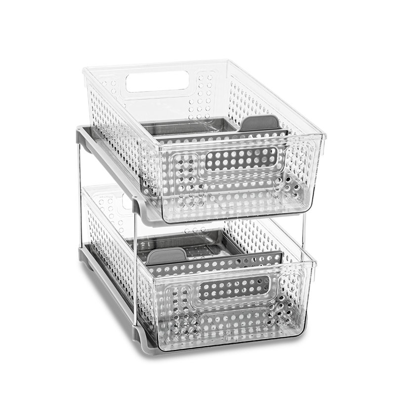 Clear 2-Tier Slide-Out Organizer with Metal Stand