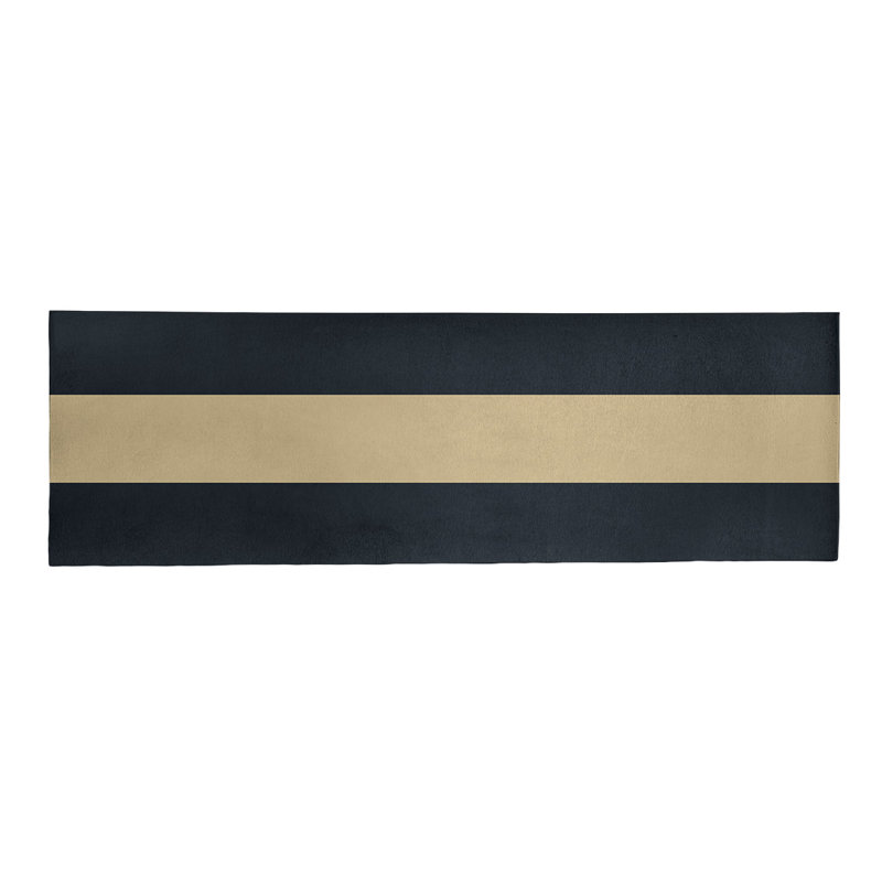 Tapis rayé en poly - motif noir et or, collection New Orleans, plusieurs tailles, Tapis de couloir 2 pi 6 po x 8 pi