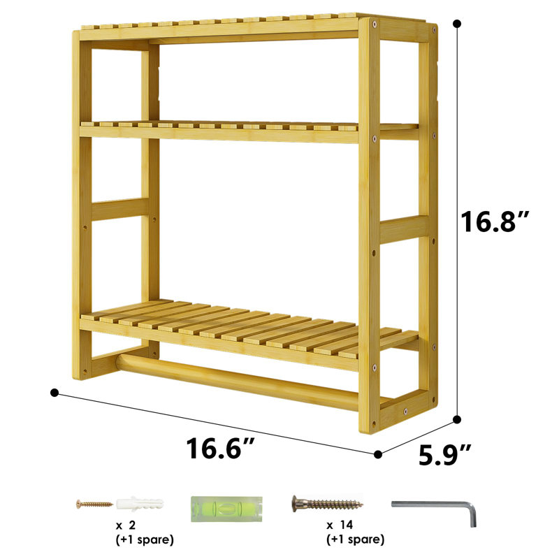 Rangement mural pour salle de bain, Noir, noir, noir, noir, L 16,6 po x H 16,8 po x P 5,9 po